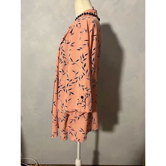 George Pink Blush Black Leaf Blouse Plus size 18W-20W Layered - Picture 5 of 9